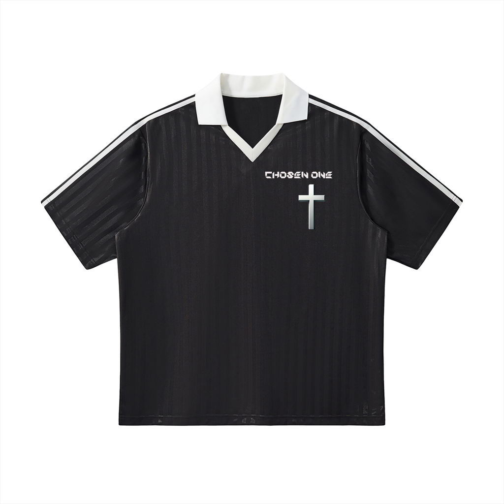 Contrast Collar Striped Soccer Jersey
