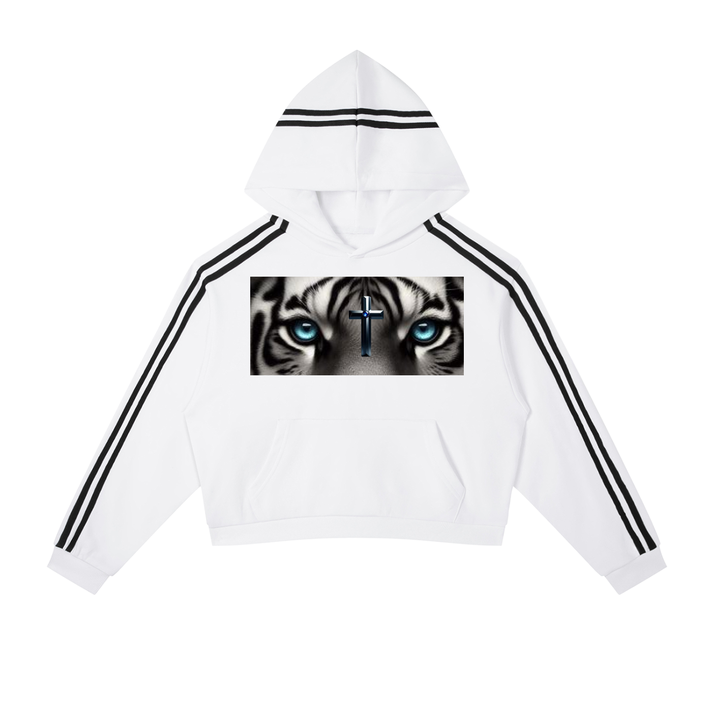 Contrast Side Stripe Cropped Hoodie