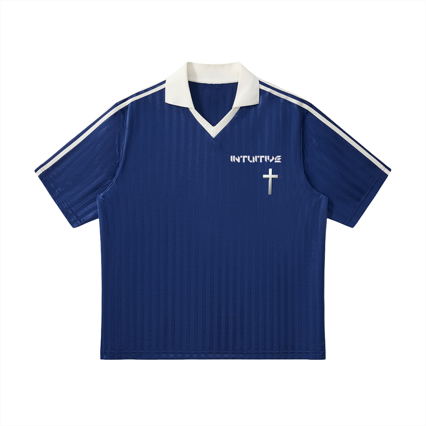 Contrast Collar Striped Soccer Jersey