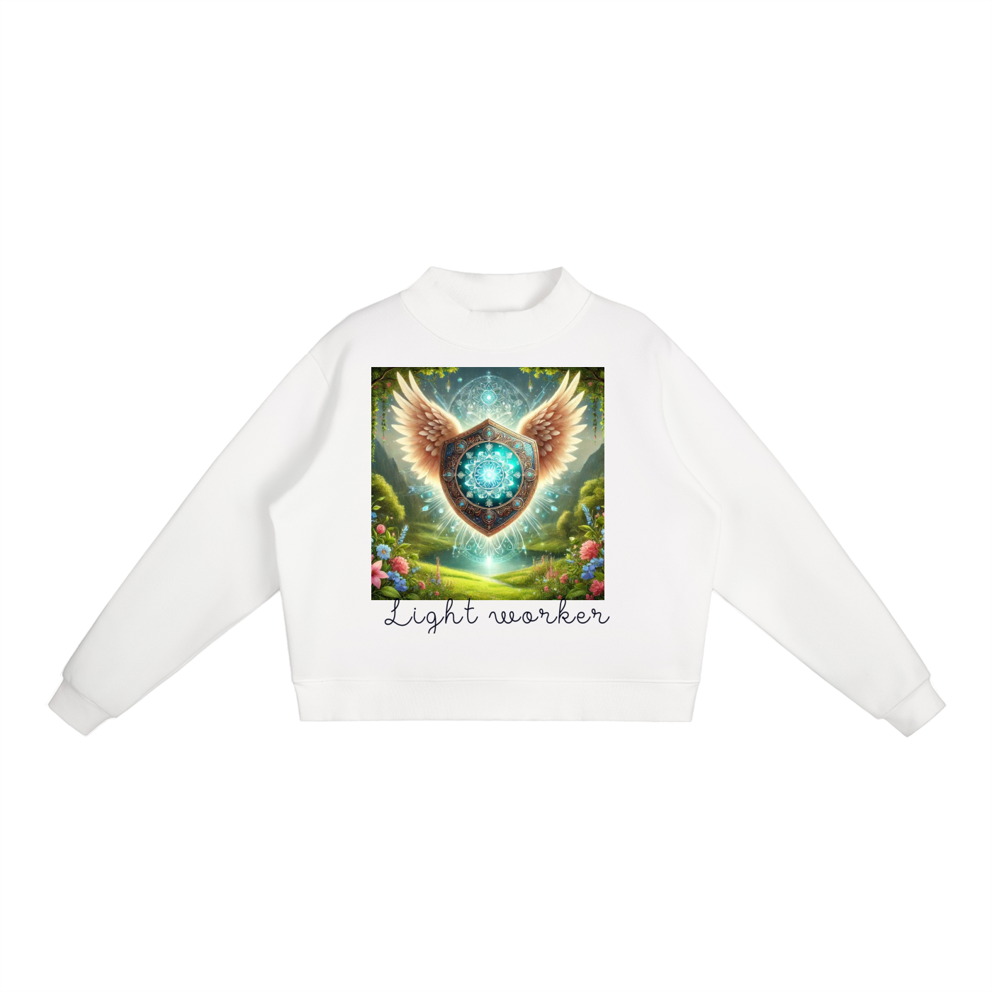 Essential Fleece Mock-Neck Crew Sweatshirt