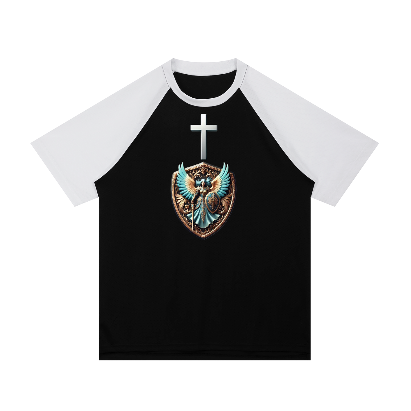 Contrast Raglan Sleeve Mesh T-Shirt