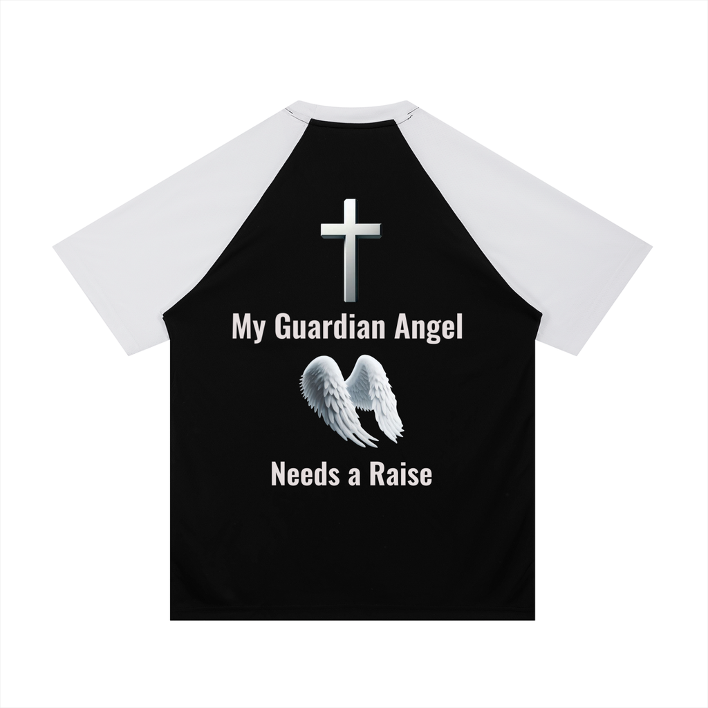 Contrast Raglan Sleeve Mesh T-Shirt