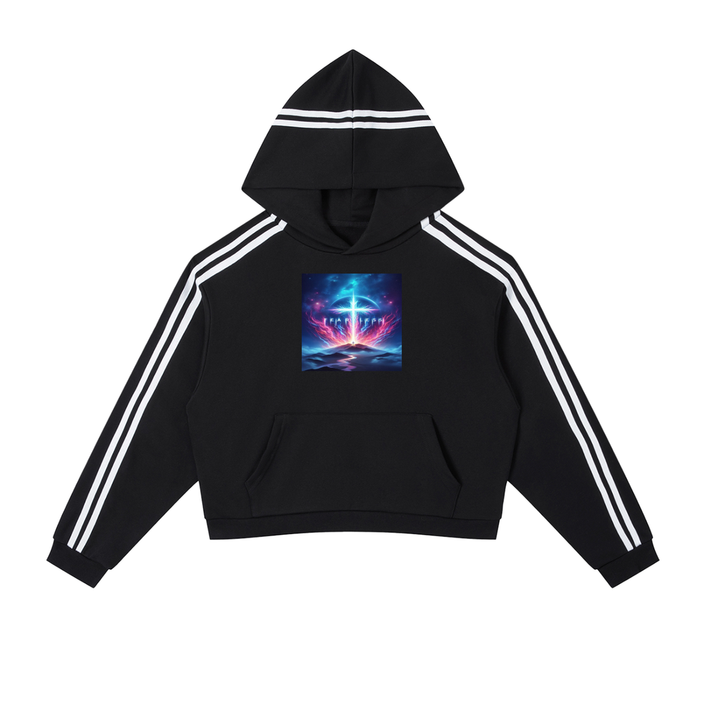 Contrast Side Stripe Cropped Hoodie