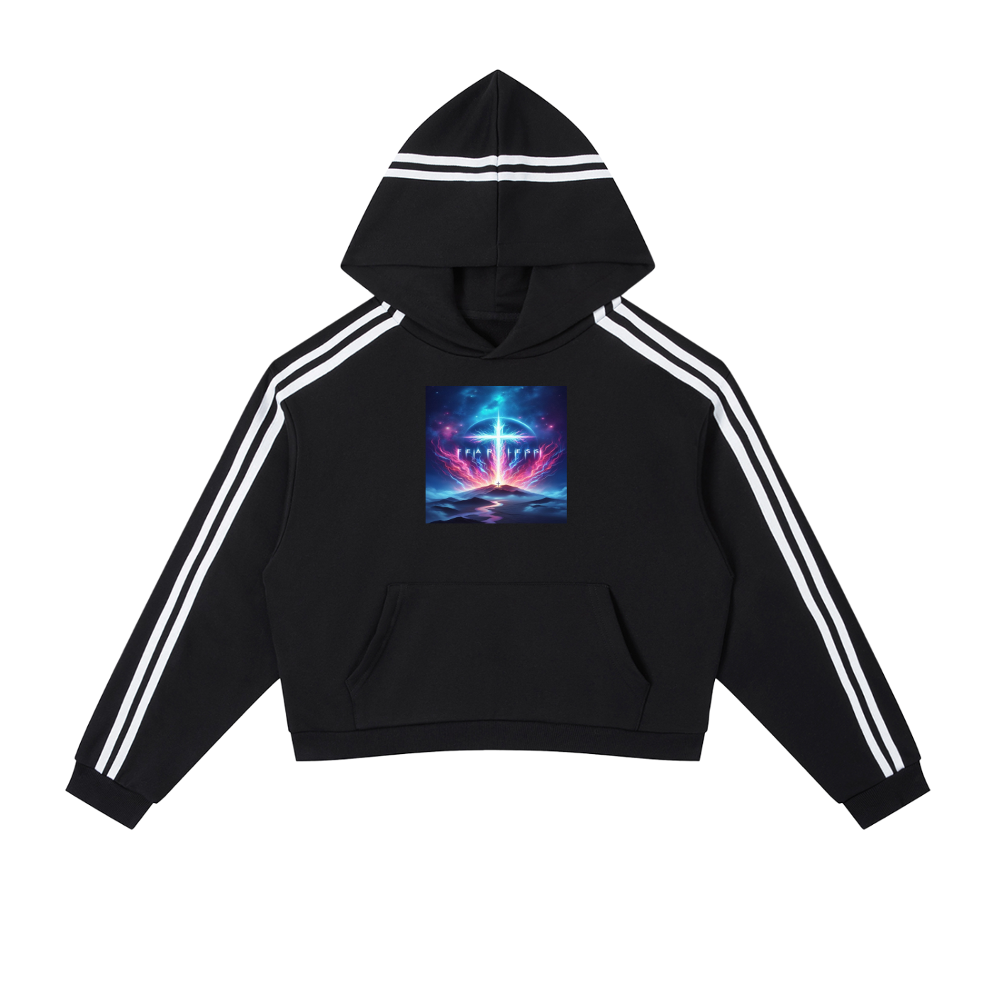 Contrast Side Stripe Cropped Hoodie