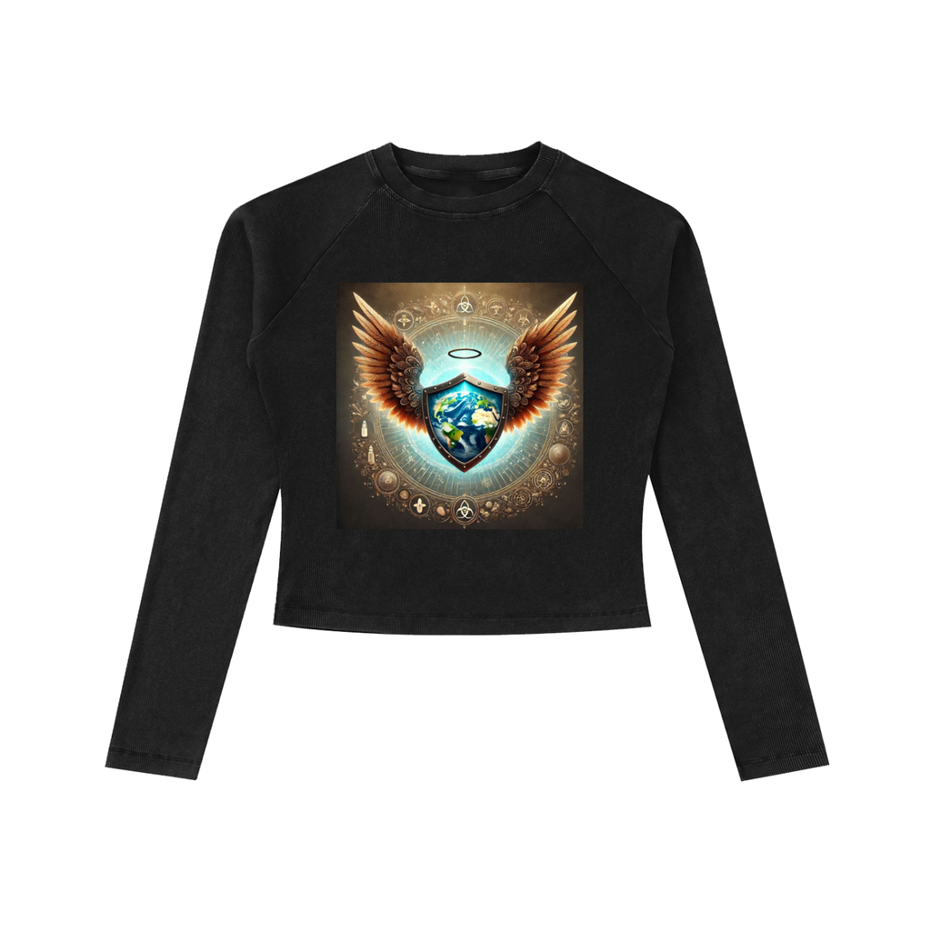 Dyed Washed Raglan Long Sleeve Slim T-Shirt