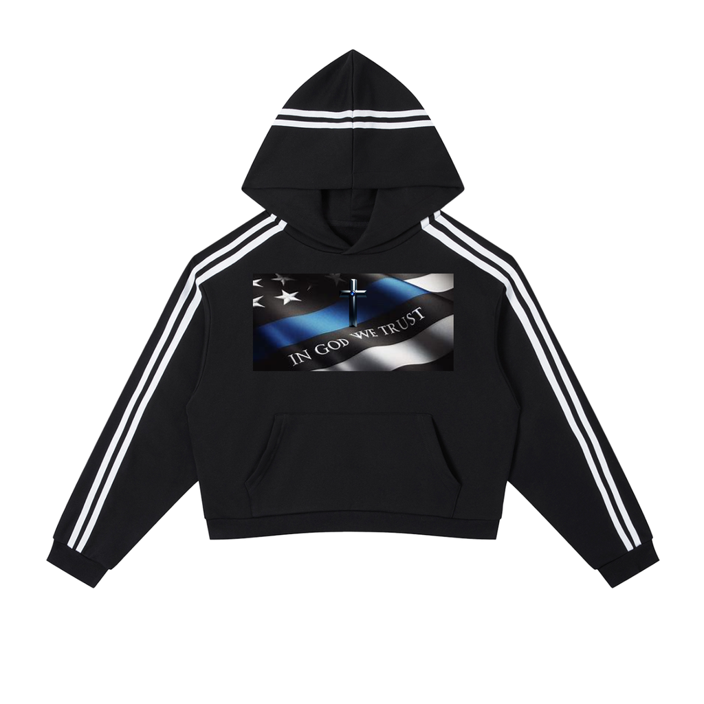 Contrast Side Stripe Cropped Hoodie