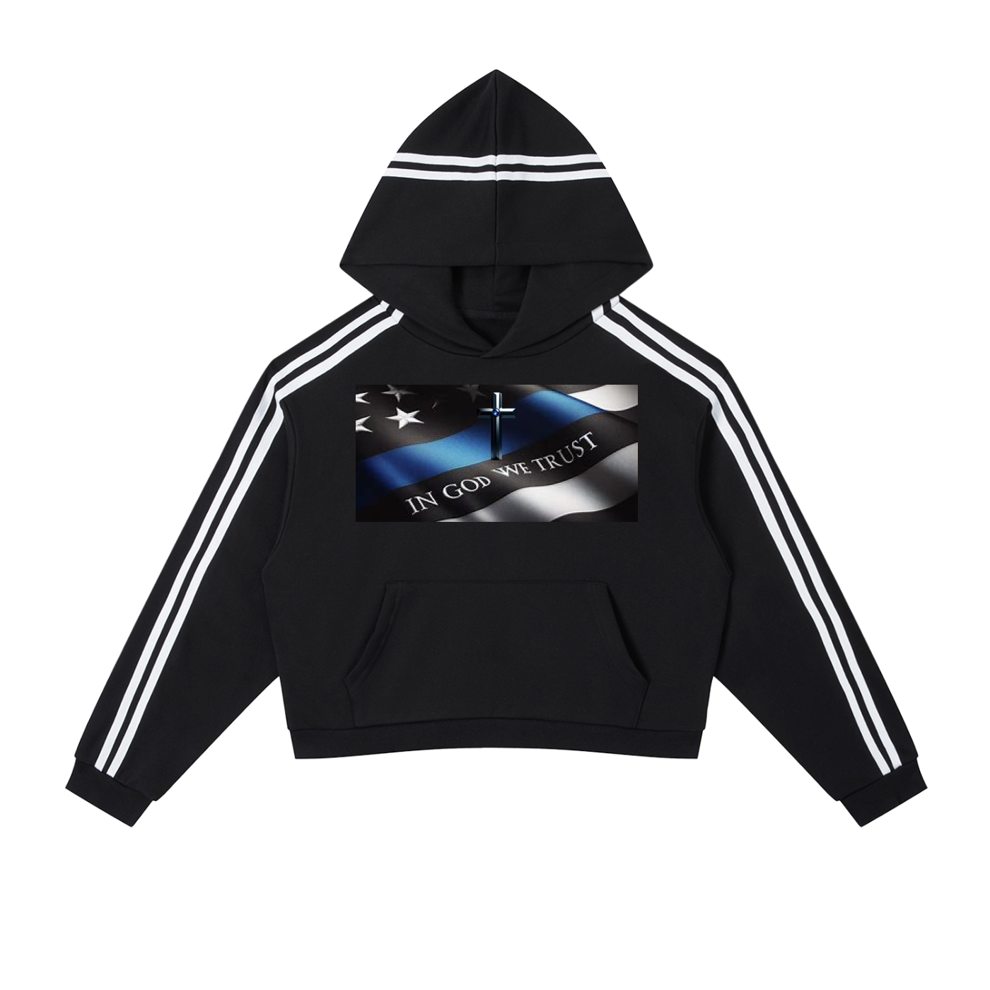 Contrast Side Stripe Cropped Hoodie