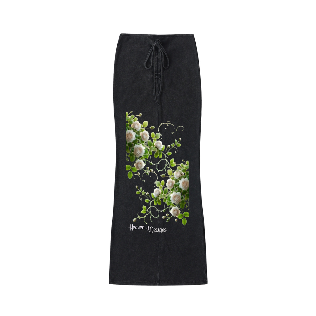 Dyed Washed Drawstring Maxi Skirt