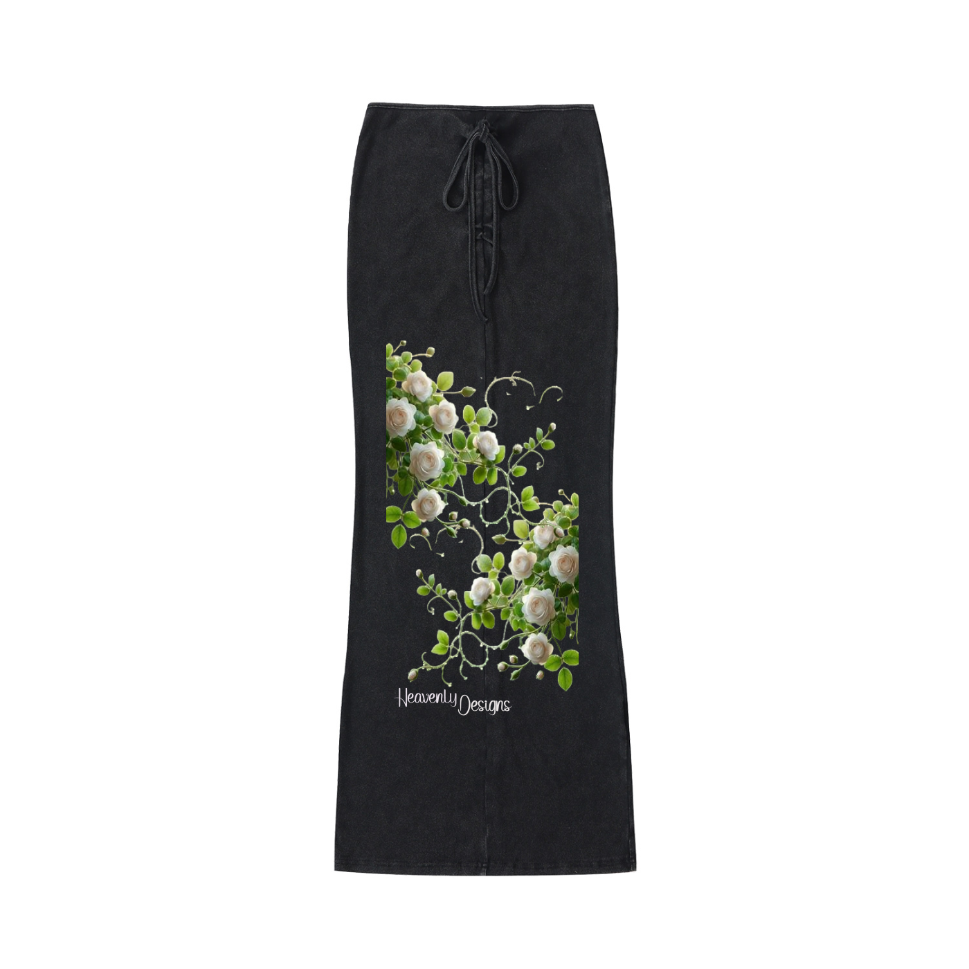 Dyed Washed Drawstring Maxi Skirt
