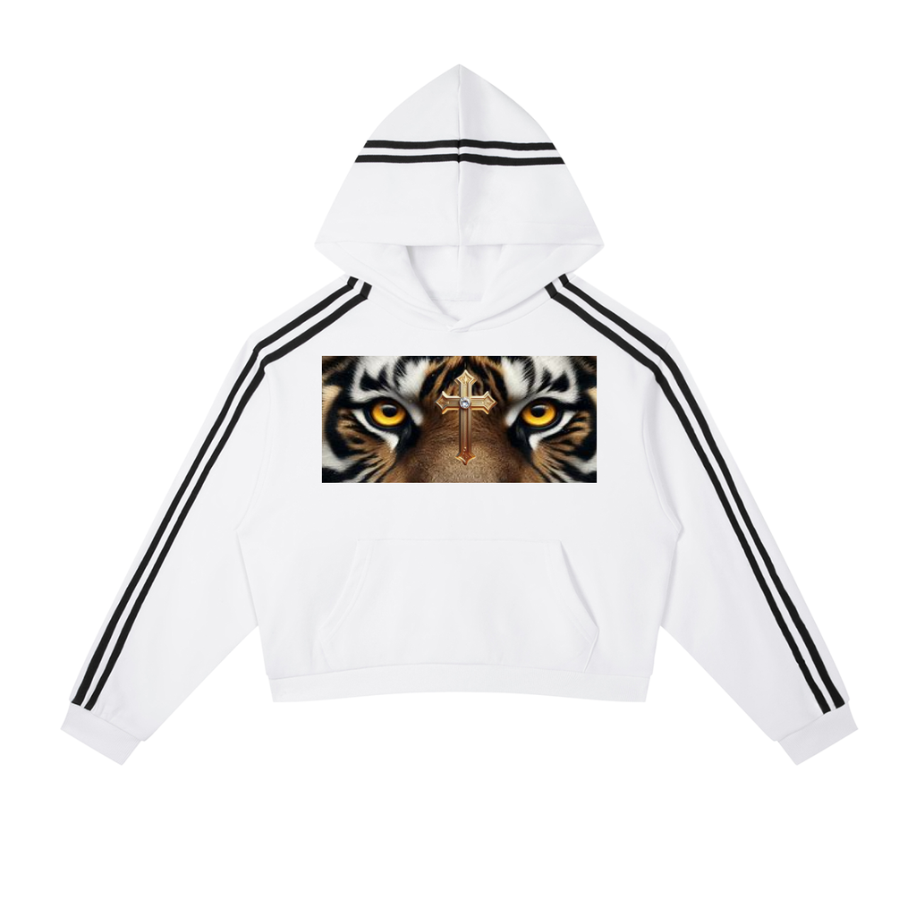 Contrast Side Stripe Cropped Hoodie