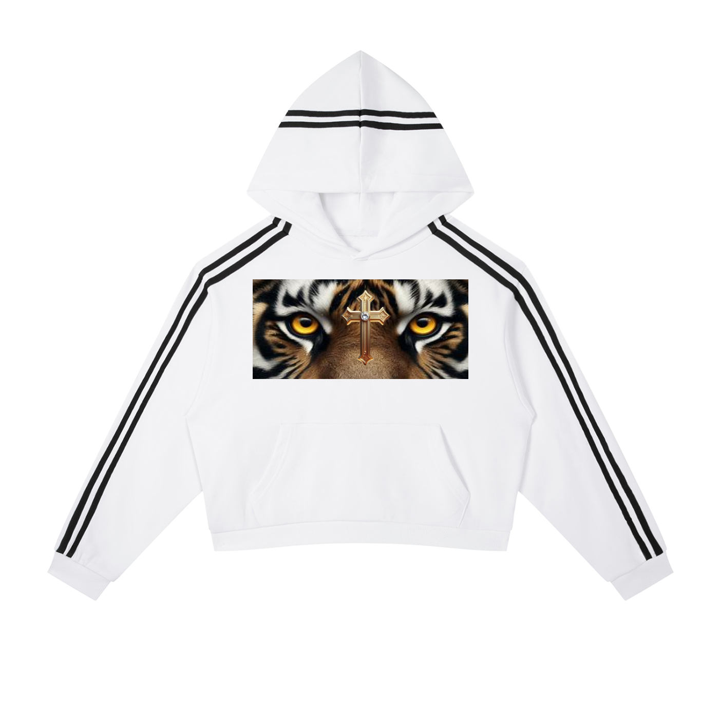 Contrast Side Stripe Cropped Hoodie