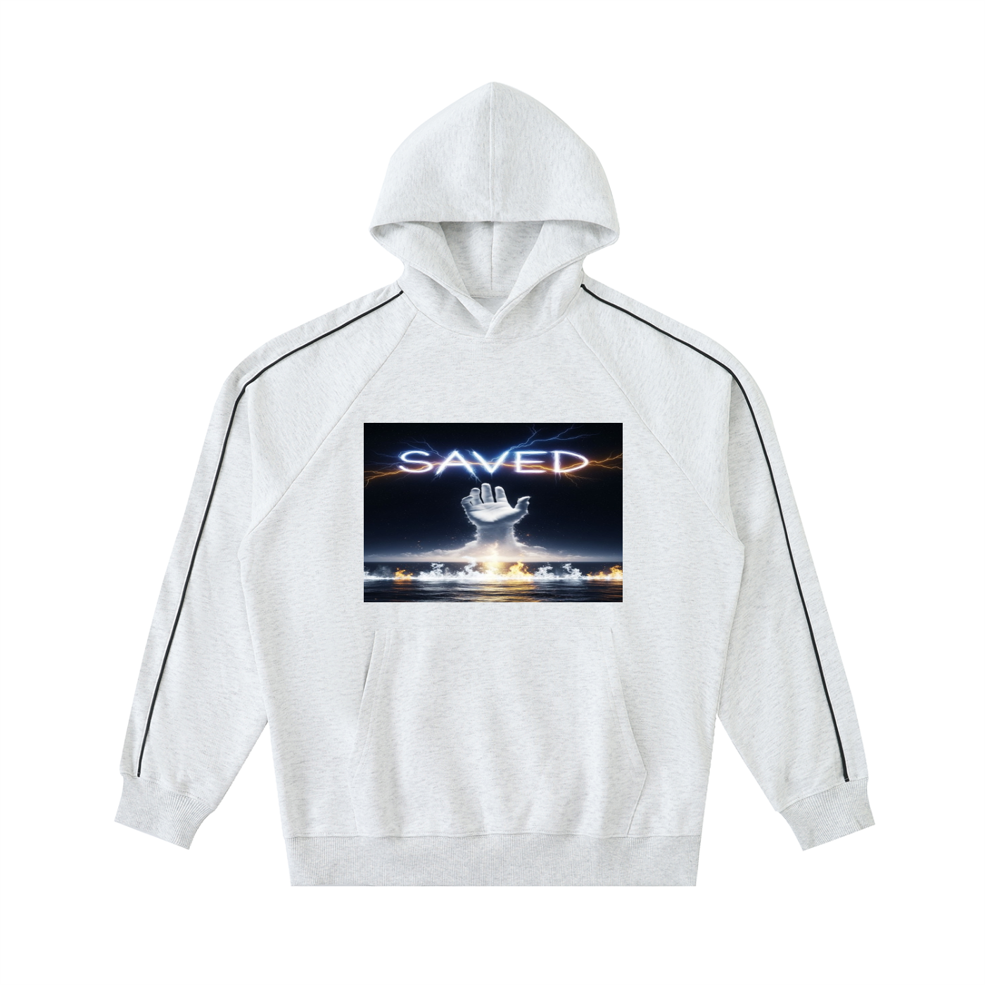 Contrast Piping Raglan Hoodie