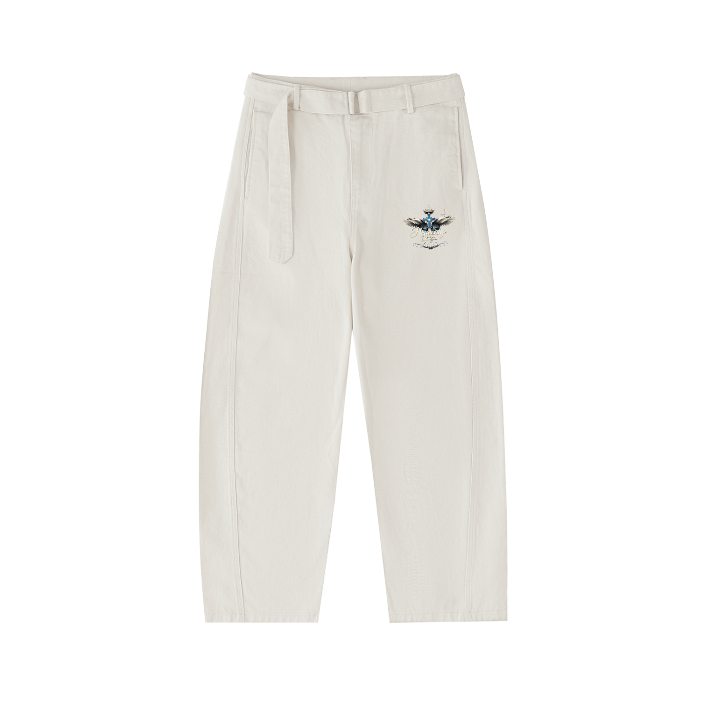 Belted Barrel-leg Chino Pants