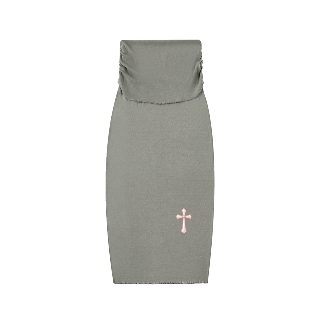 Dyed Washed Straight Hip-Hugging Slim Maxi Skirt