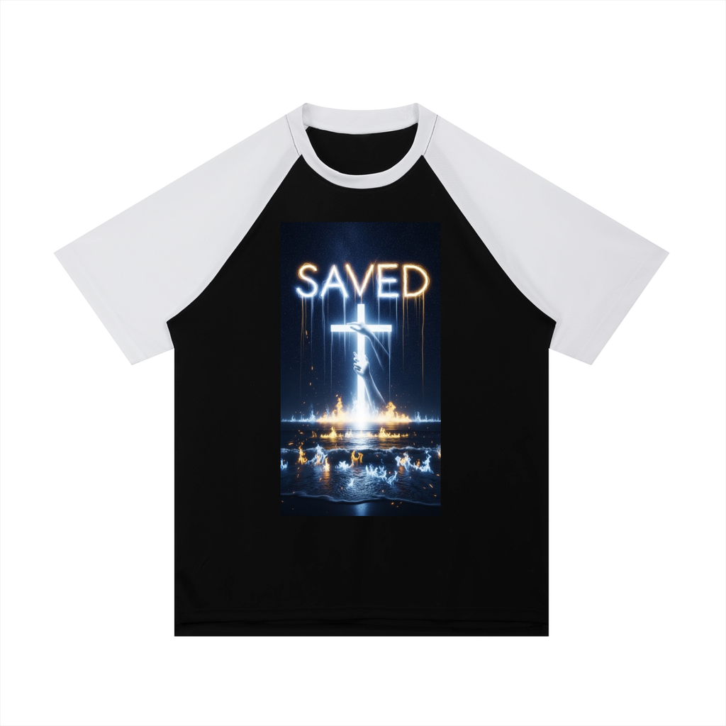 Contrast Raglan Sleeve Mesh T-Shirt