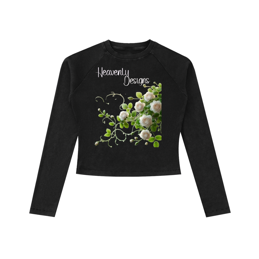 Dyed Washed Raglan Long Sleeve Slim T-Shirt