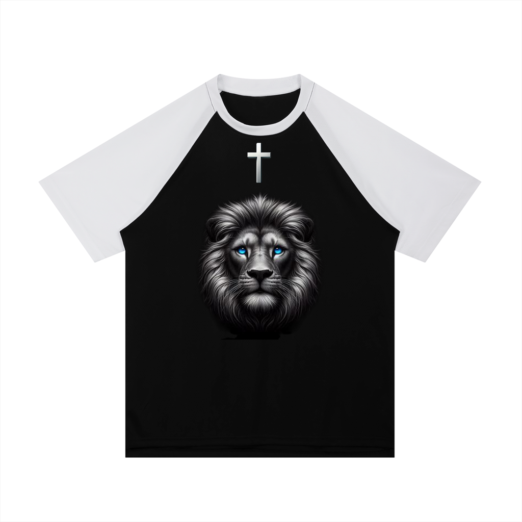 Contrast Raglan Sleeve Mesh T-Shirt