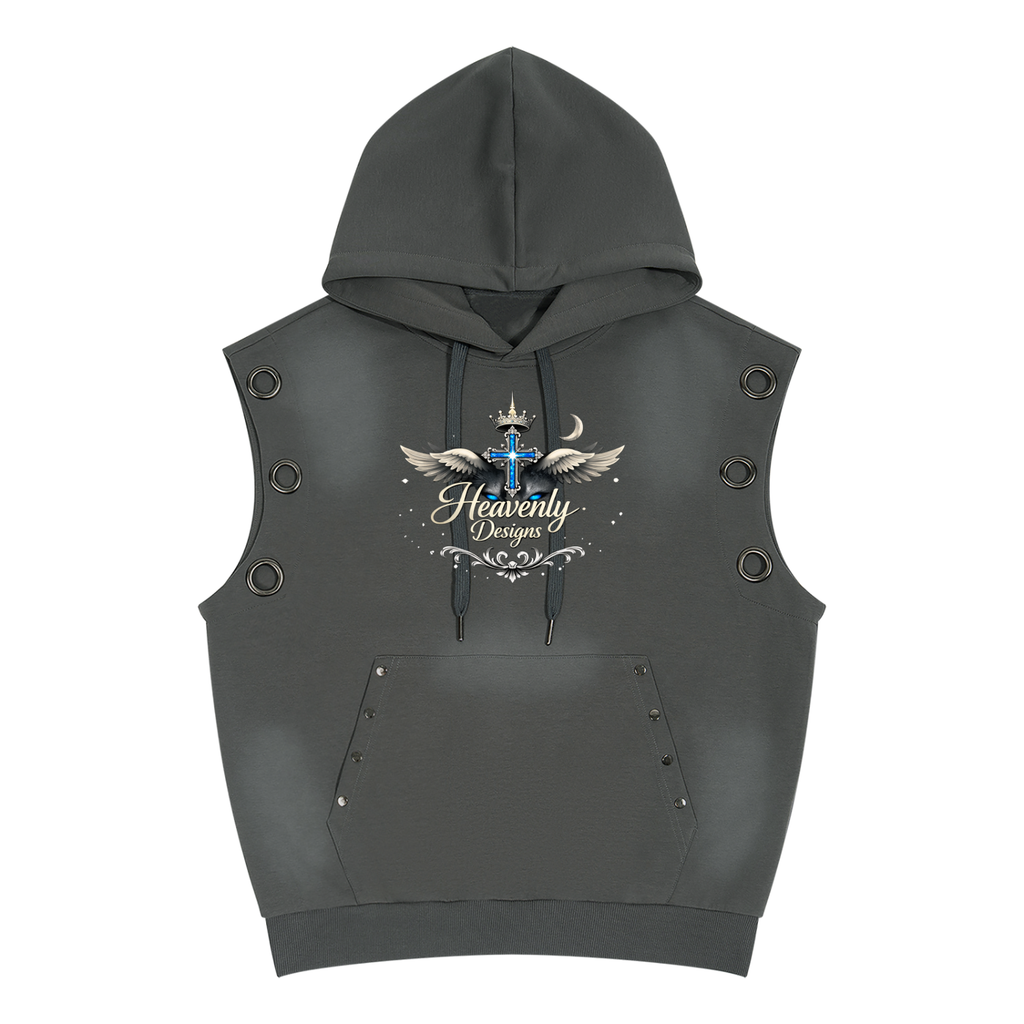 Unisex Vintage Wash Sun Fade Sleeveless Hoodie
