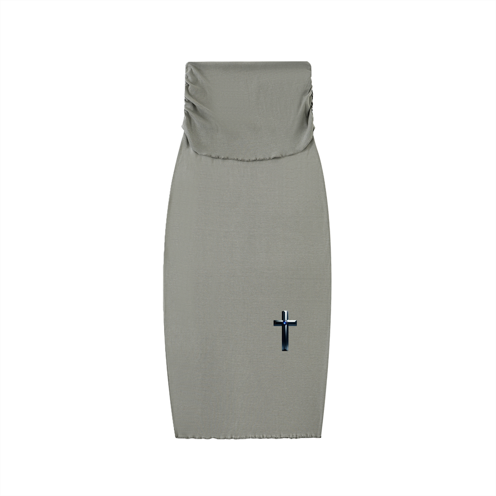 Dyed Washed Straight Hip-Hugging Slim Maxi Skirt