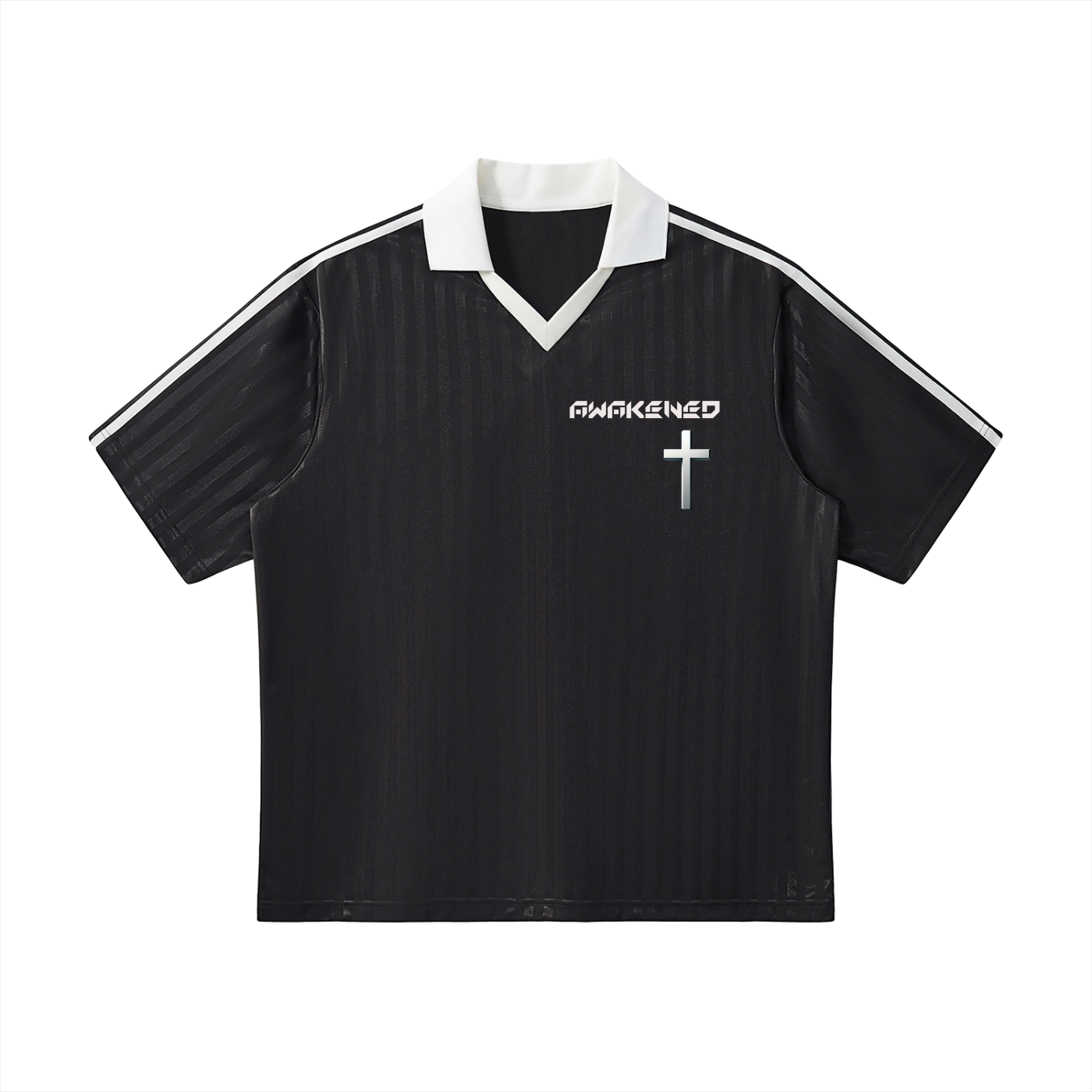 Contrast Collar Striped Soccer Jersey