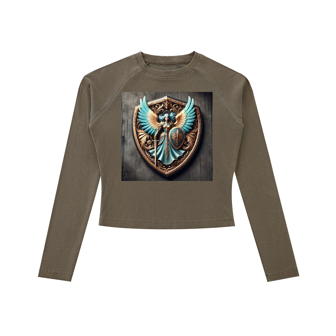 Dyed Washed Raglan Long Sleeve Slim T-Shirt