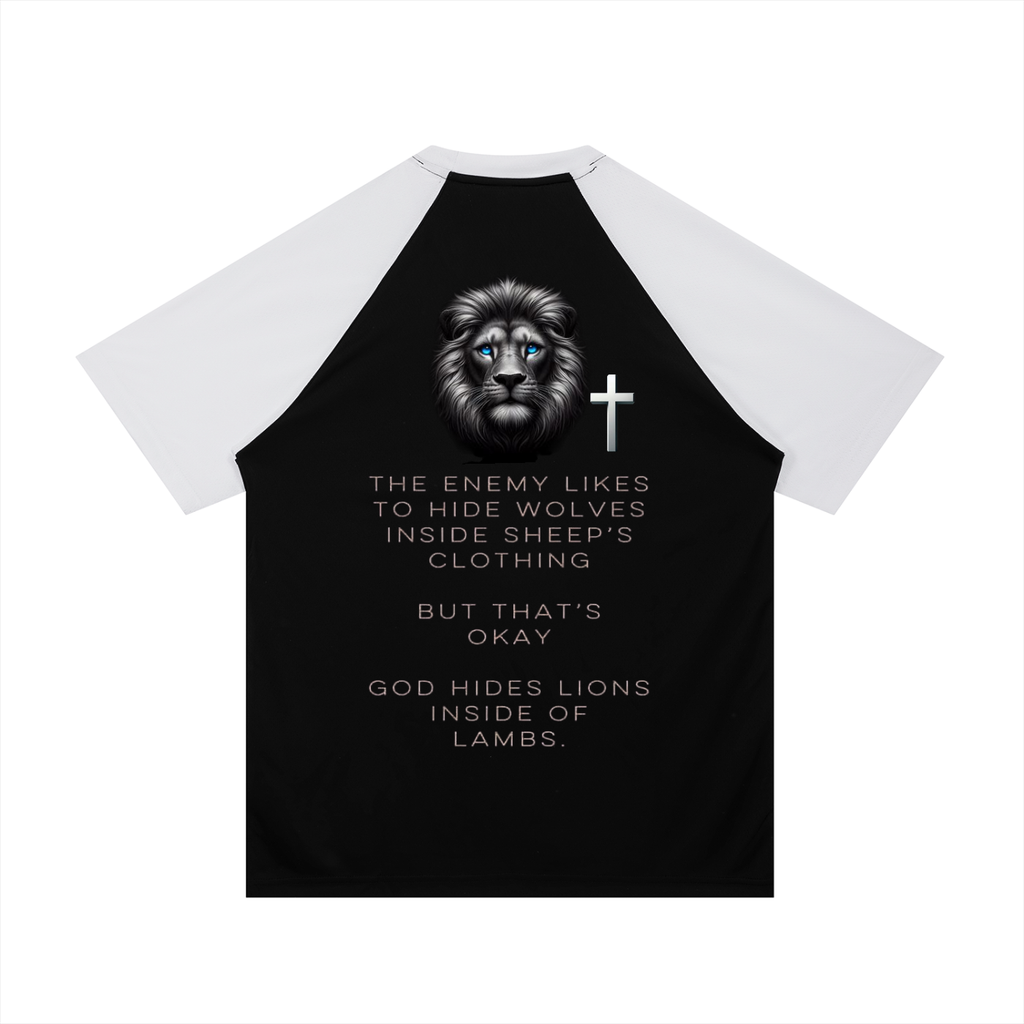 Contrast Raglan Sleeve Mesh T-Shirt