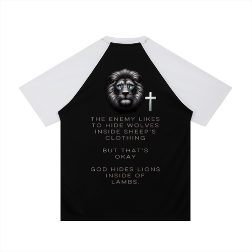 Contrast Raglan Sleeve Mesh T-Shirt