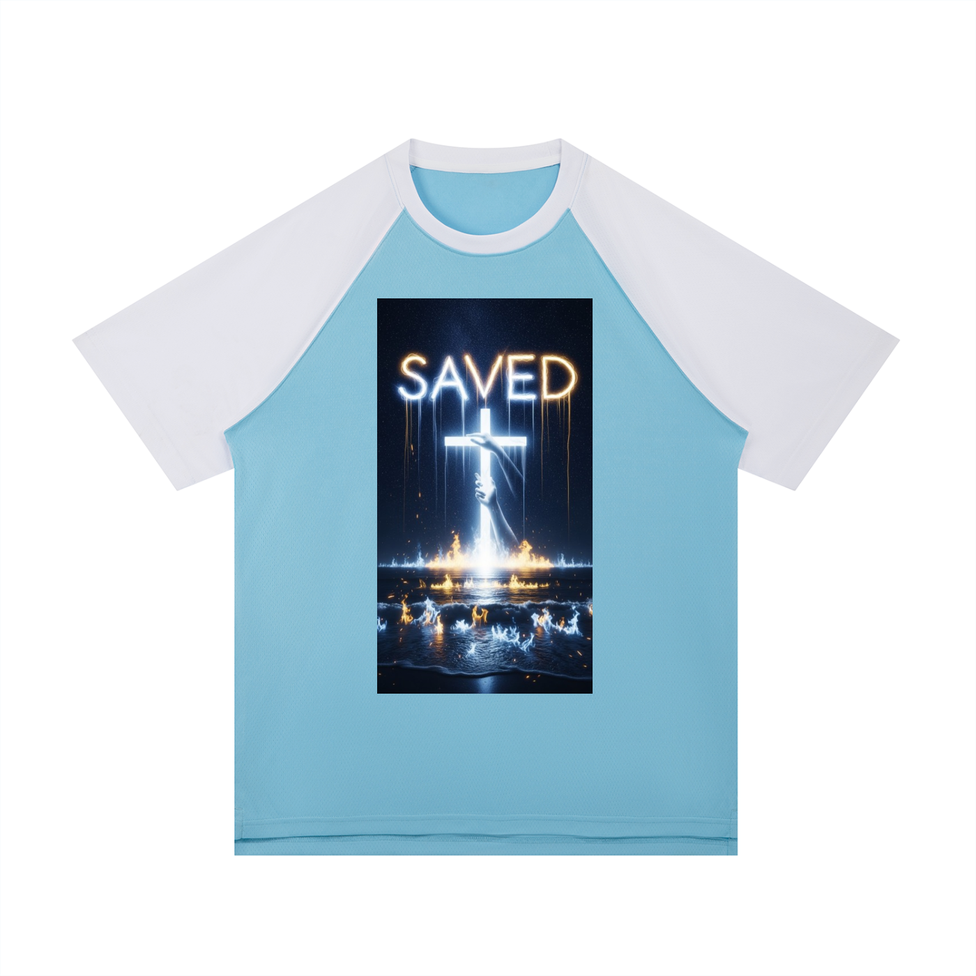 Contrast Raglan Sleeve Mesh T-Shirt