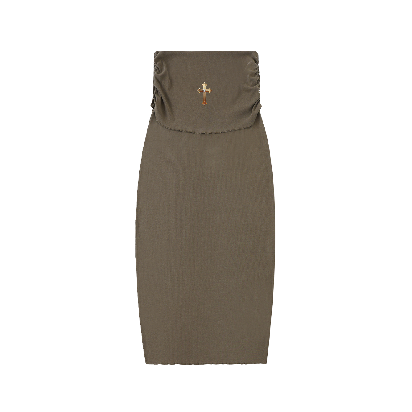 Dyed Washed Straight Hip-Hugging Slim Maxi Skirt