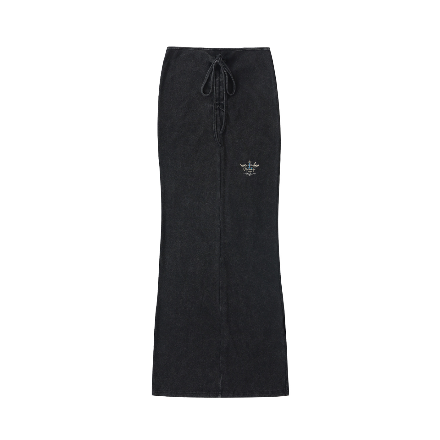 Dyed Washed Drawstring Maxi Skirt