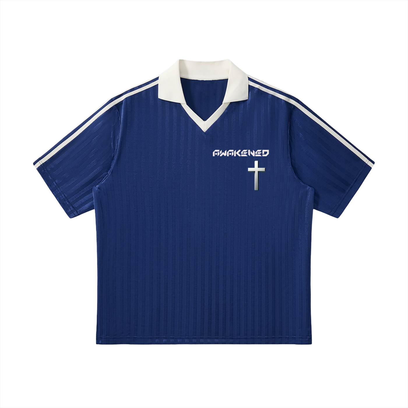 Contrast Collar Striped Soccer Jersey