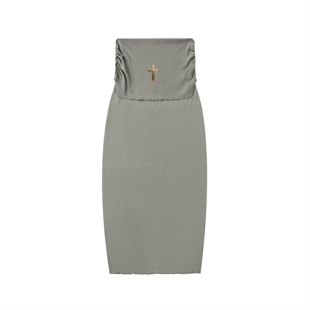 Dyed Washed Straight Hip-Hugging Slim Maxi Skirt