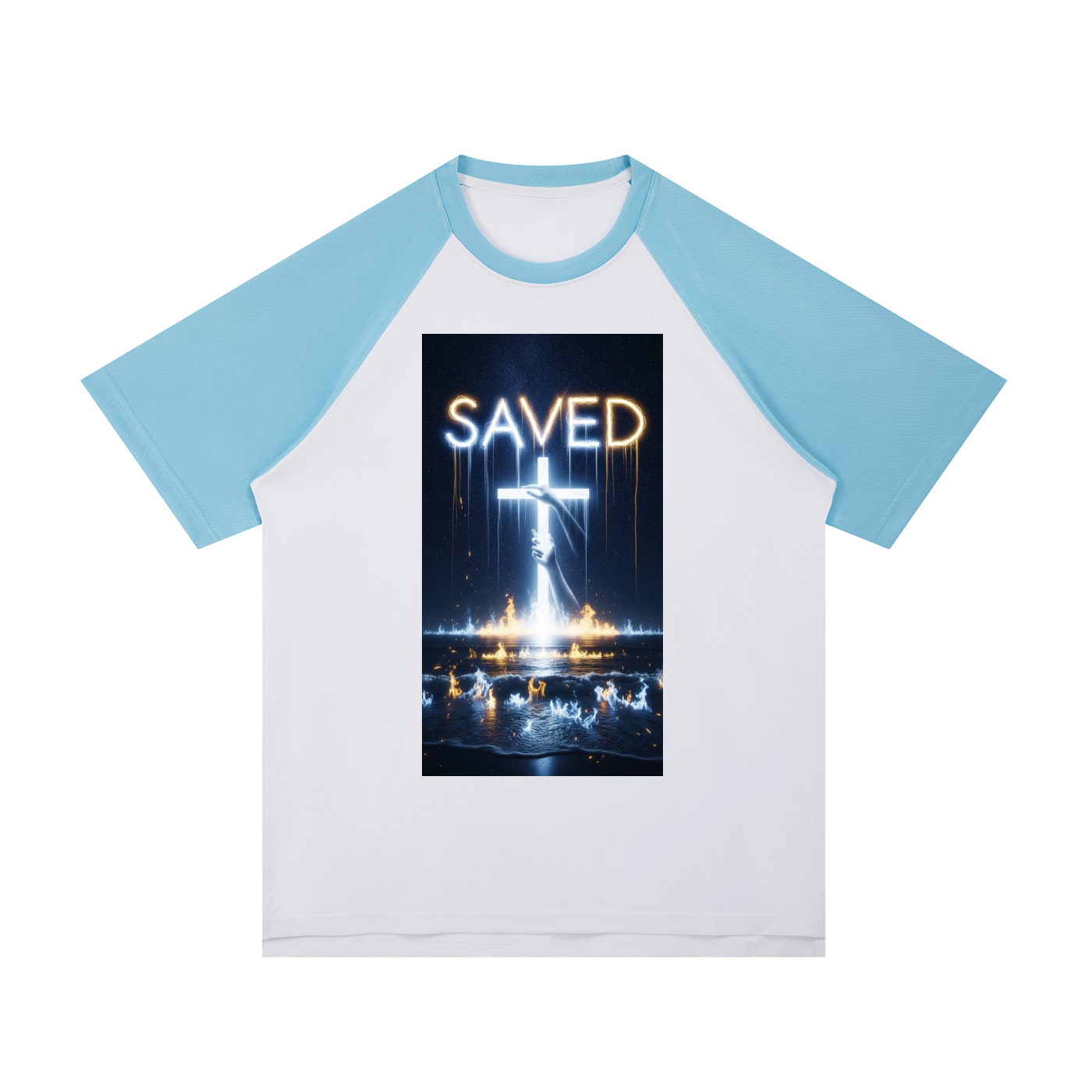 Contrast Raglan Sleeve Mesh T-Shirt