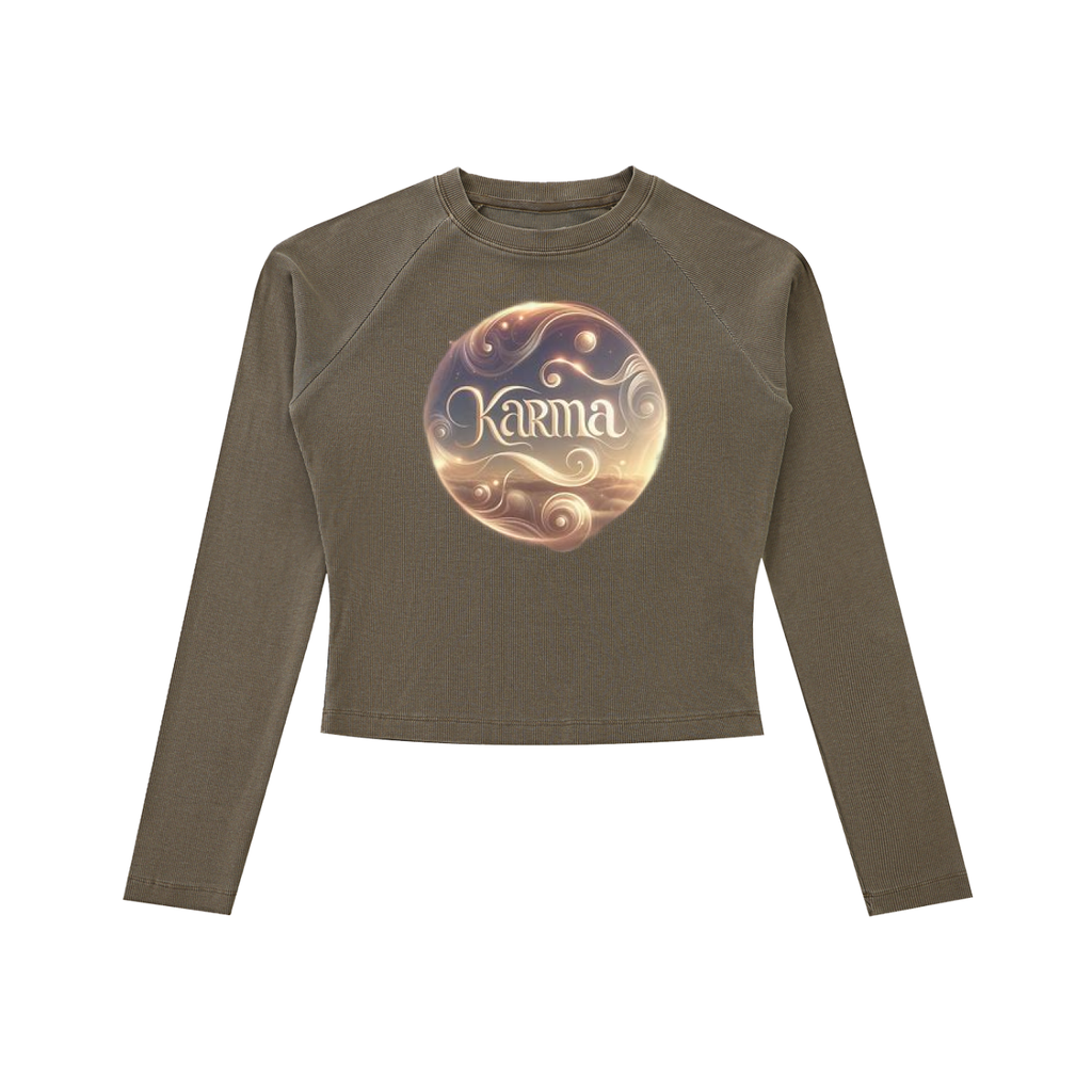 Dyed Washed Raglan Long Sleeve Slim T-Shirt