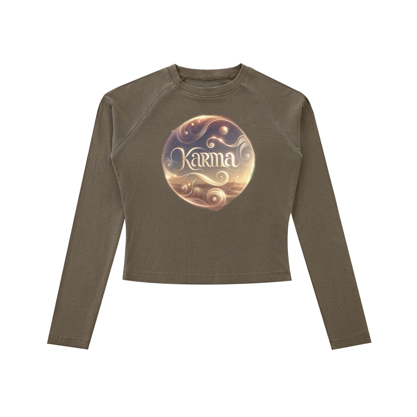 Dyed Washed Raglan Long Sleeve Slim T-Shirt