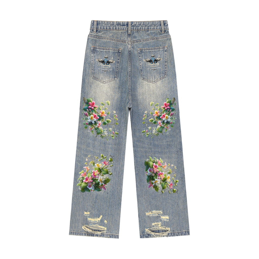 Vintage Wash Distressed Denim Jeans
