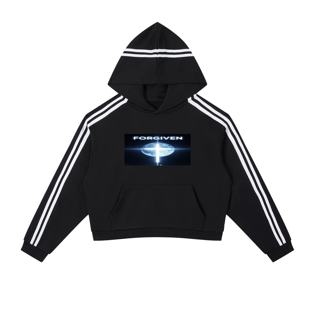 Contrast Side Stripe Cropped Hoodie