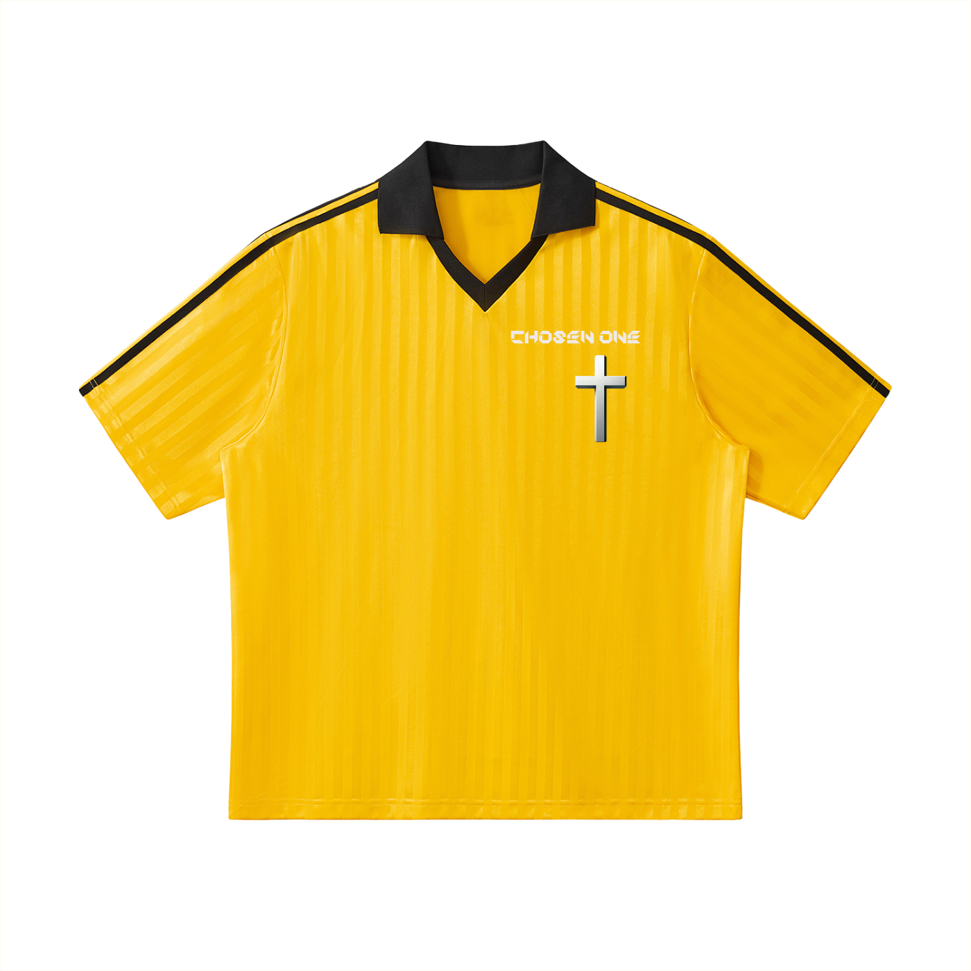Contrast Collar Striped Soccer Jersey